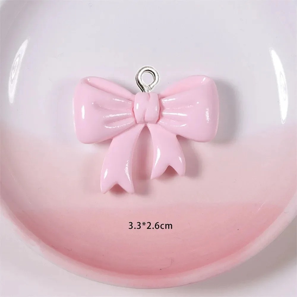 Resin Art Essentials - 10 ชิ้น ชาร์มเรซิ่นรูปโบว์สีลูกกวาด งานแฮนด์เมด เหมาะสำหรับเครื่องประดับผู้หญิง พวงกุญแจ