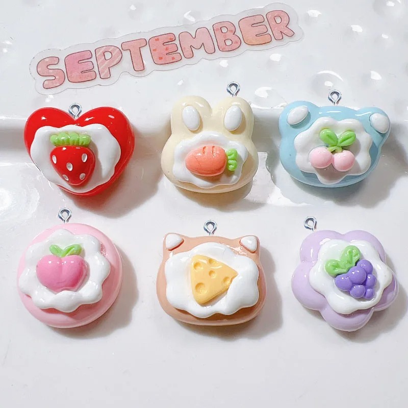 Resin Art Essentials - จี้เรซิ่นรูปเค้กผลไม้น่ารัก 10 ชิ้น สำหรับทำเครื่องประดับ DIY ต่างหู