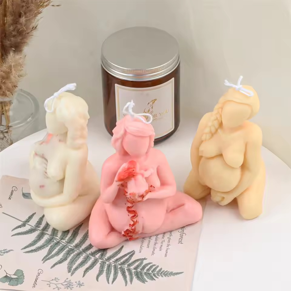 Resin Art Furniture - แม่พิมพ์เทียนซิลิโคนรูปแม่ลูก 3 มิติ แม่พิมพ์เรซิ่นอีพ็อกซี่รูปหญิงตั้งครรภ์ แม่พิมพ์ทำเทียน/สบู่/ปูนปลาสเตอร์ DIY