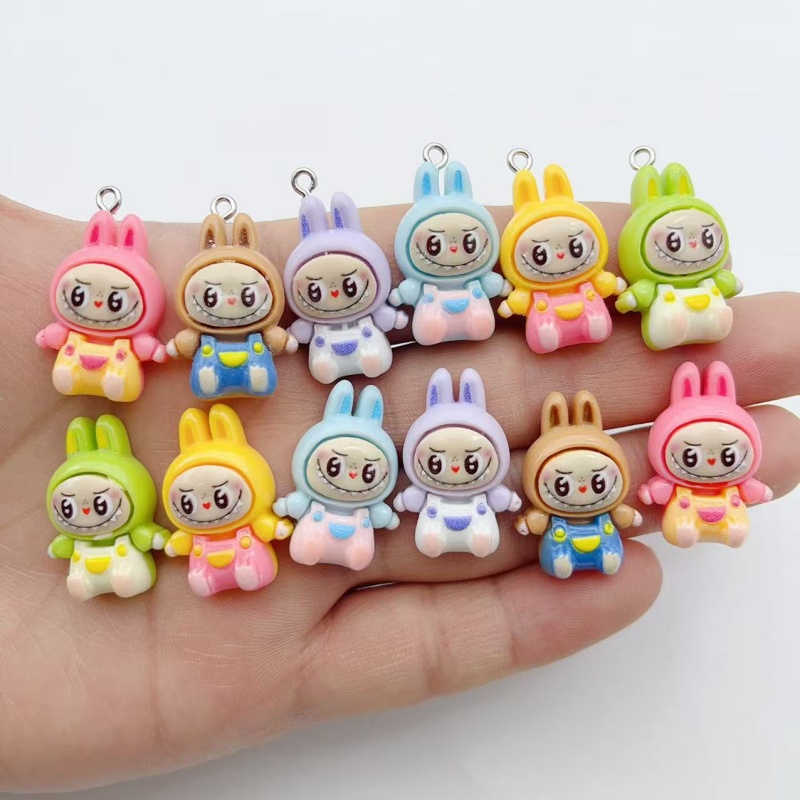 Resin Art Essentials - ชาร์มเรซิ่นรูปบ้านกระต่ายสตรอว์เบอร์รี่น่ารัก 10 ชิ้น จี้รูปสัตว์การ์ตูนน่ารักสำหรับต่างหู พวงกุญแจ ทำเครื่องประดับ